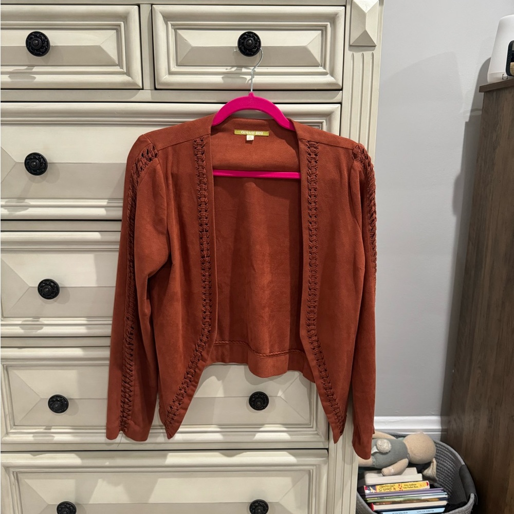 Gianni Bini Suede Burnt Orange Cardigan